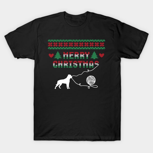 Rottweiler Dog Stitch Christmas Design T-Shirt by SVGBistro